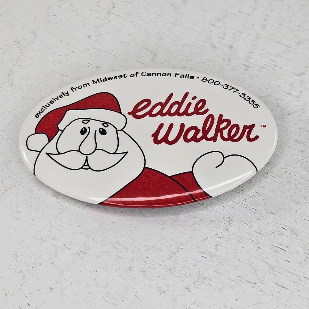 Eddie Walker Santa Claus Button Pin Christmas Midwest Cannon Falls
